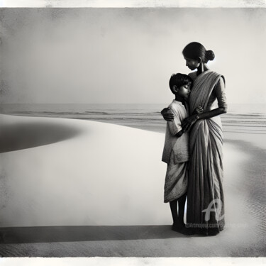 Digital Arts titled "Mother son relation…" by Aashish Singh, Original Artwork, Digital Painting