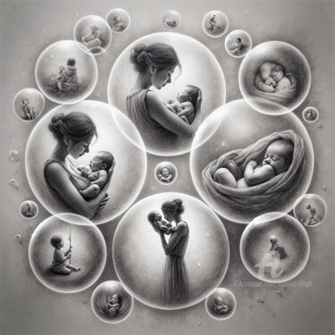 Digital Arts titled "Mothers Love" by Aashish Singh, Original Artwork, Digital Painting