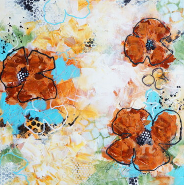 Painting titled ""Flowers for a Love…" by Vera Hoi, Original Artwork, Acrylic Mounted on Wood Stretcher frame