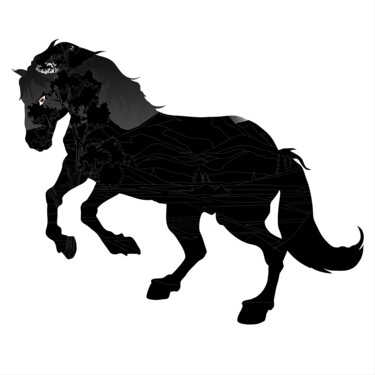 A silhouette of a horse contains intricate landscape details 数字艺术 标题为“A silhouette of a h…” 由Shamim Shaikh, 原创艺术品, 2D数字工作