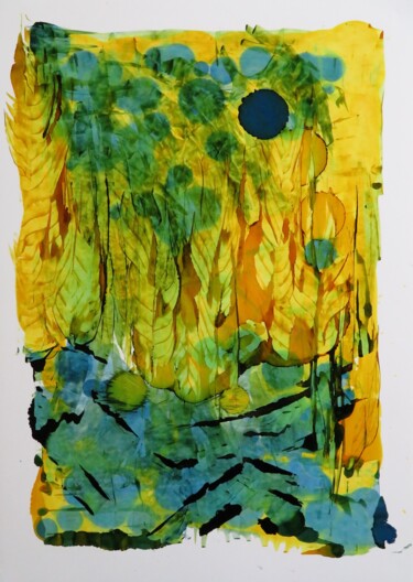 Le chant des pierres à feu - abstraction vive 绘画 标题为“Le chant des pierre…” 由Clau Redier-Clément, 原创艺术品, 墨