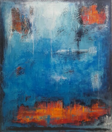 绘画 标题为“"Blue cover orange…” 由Alessio Mariotto, 原创艺术品, 丙烯 安装在木质担架架上