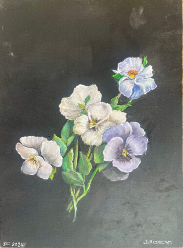 Painting titled "des pensées pour Vo…" by Jacques Moncho (Art d'antan), Original Artwork, Acrylic