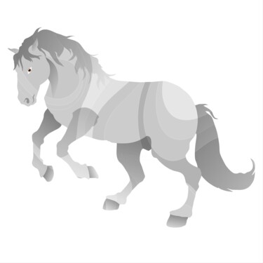 A stylized depiction of a horse features sleek Digitale Kunst getiteld "A stylized depictio…" door Shamim Shaikh, Origineel Kunstwerk, 2D Digital Work