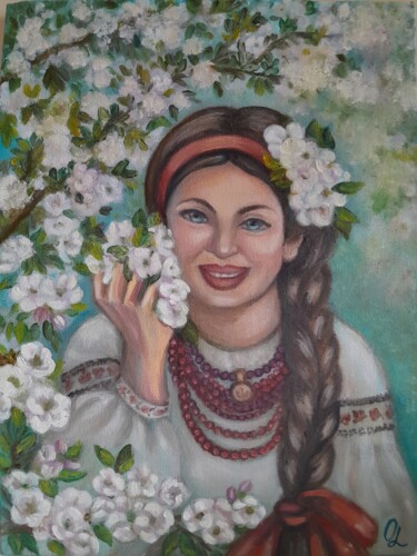 Весна пришла. Painting titled "Весна пришла." by Olena Lisova, Original Artwork, Oil Mounted on Wood Stretcher frame