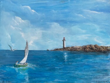 Картина под названием "Sortie en mer" - Jacques Moncho (Art d'antan), Подлинное произведение искусства, Акрил