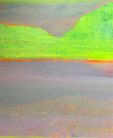 Painting titled "Green mountain" by Anna Siwiec-Kaczmarczyk, Original Artwork, Acrylic