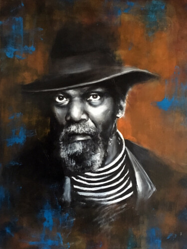 Painting titled "Lou Bennet Jazz" by Hervé Rubeaud, Original Artwork, Oil Mounted on Wood Stretcher frame