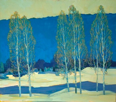 Pittura intitolato "Смеркается" da Vitalij Valsamaki, Opera d'arte originale, Olio Montato su Cartone
