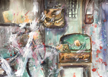 Painting titled "Detached" by Ksenia Lutsenko, Original Artwork, Watercolor