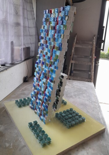 Collages intitulée "Collapse" par Félix Gagliardi, Œuvre d'art originale, Verre