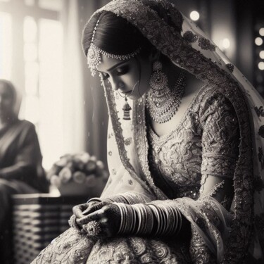Digitale Kunst getiteld "Indian Bride" door Shamim Shaikh, Origineel Kunstwerk, AI gegenereerde afbeelding