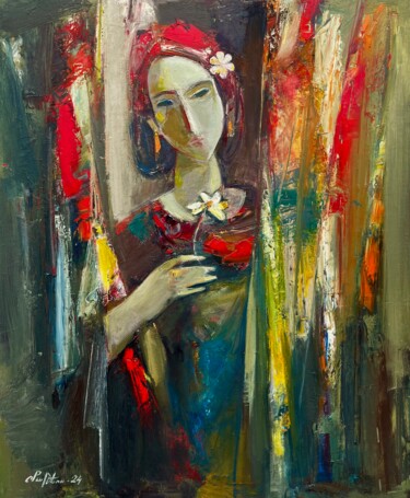 绘画 标题为“Grace in Bloom” 由Mateos Sargsyan, 原创艺术品, 油 安装在木质担架架上
