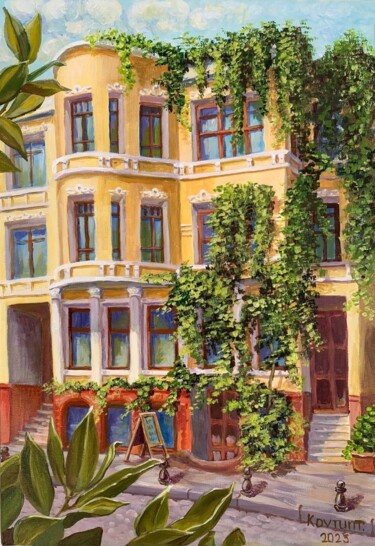 The Secret of the Old Coffeehouse Painting titled "The Secret of the O…" by Tetiana Kovtun, Original Artwork, Acrylic Mounted on Wood Stretcher frame