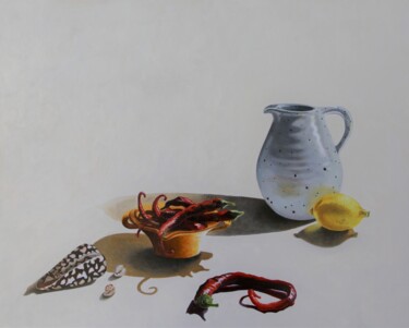 Peinture intitulée "Le pot en grès" par Sylvie Roussel Méric, Œuvre d'art originale, Huile Monté sur Panneau de bois