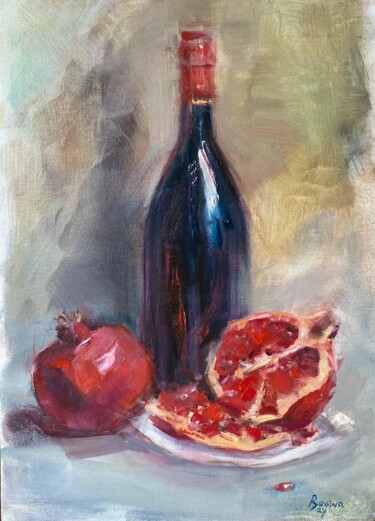 绘画 标题为“Wine and pomegranate” 由Regina Baybikova, 原创艺术品, 油