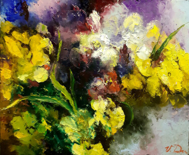 Картина под названием "Coloured flowers" - Vladislav Dmitrijev, Подлинное произведение искусства, Масло
