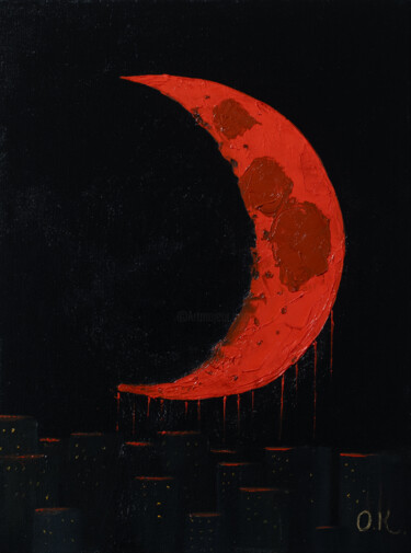 绘画 标题为“red moon” 由Olga Klochanko, 原创艺术品, 油