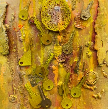 Collages titled "La chute des clés" by Sophie Donatien, Original Artwork, Collages
