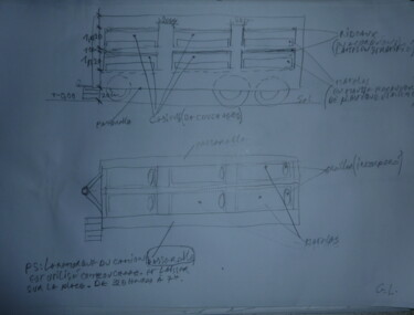 Dessin intitulée "camion de couchage" par Ludovic Grumel, Œuvre d'art originale, Crayon