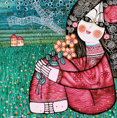 Innocence in the Fields 绘画 标题为“Innocence in the Fi…” 由Armen Vahramyan, 原创艺术品, 油 安装在木质担架架上