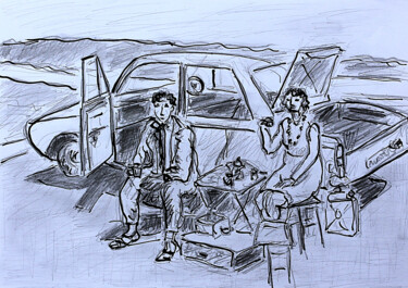 Dessin intitulée "Pique-nique1" par Jean Mirre, Œuvre d'art originale, Crayon