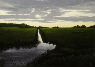 Painting titled "In the meadows" by Oleg Baulin, Original Artwork, Oil Mounted on Wood Stretcher frame