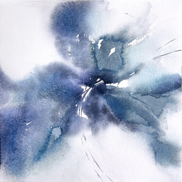 Blue abstract flowers November notes Painting titled "Blue abstract flowe…" by Olya Grigorevykh, Original Artwork, Watercolor