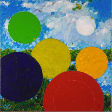 Malerei mit dem Titel "Quadrat 6" von Detlef Lemme (Farbenkugel), Original-Kunstwerk, Acryl Auf Keilrahmen aus Holz montiert