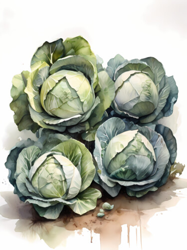 数字艺术 标题为“Cabbages, Vegetable…” 由Jafeth Moiane, 原创艺术品, AI生成的图像