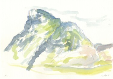 Malerei mit dem Titel "Der Kofel 16-22" von Detlef Lemme (Farbenkugel), Original-Kunstwerk, Aquarell