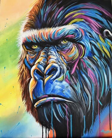 Painting titled "GEORGES" by Nataly Art, Original Artwork, Acrylic Mounted on Wood Stretcher frame