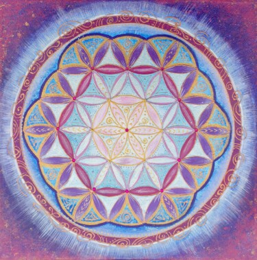 Painting titled "Mandala Flower of L…" by Svitlana Dakhan, Original Artwork, Acrylic Mounted on Wood Stretcher frame
