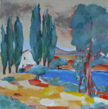Painting titled "Terre d'ocres, terr…" by Myriam Delarue-Assan, Original Artwork, Acrylic Mounted on Wood Stretcher frame