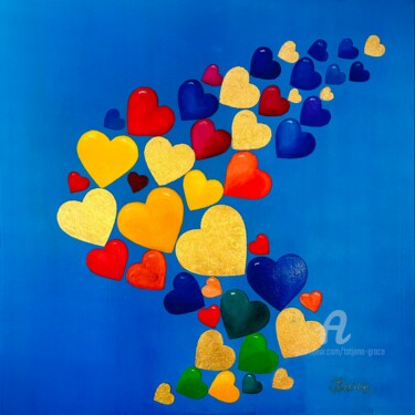 Painting titled "„Goldene Herzen sin…" by Tatjana Grace, Original Artwork, Oil