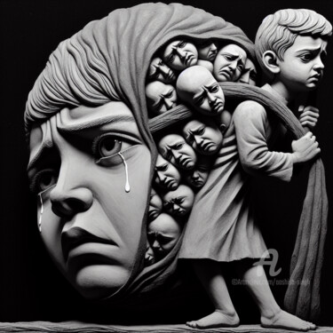 Digital Arts titled "Echoes of a Heavy H…" by Aashish Singh, Original Artwork, Digital Painting