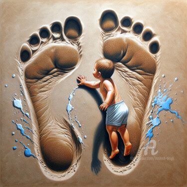 Digital Arts titled "In Her Footsteps" by Aashish Singh, Original Artwork, Digital Painting