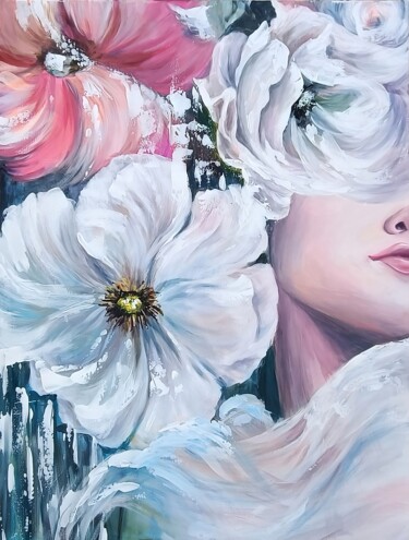 Copy of Bold Expressive Floral Female Portrait Painting