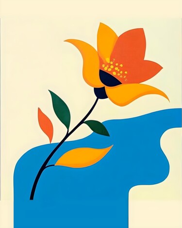 数字艺术 标题为“Orange Flower on a…” 由Olya Moose, 原创艺术品, 2D数字工作
