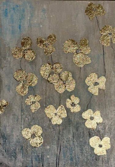Peinture intitulée "Myosotis dorés" par Antanina Galoubets (Antanina Shkradjuk), Œuvre d'art originale, Acrylique