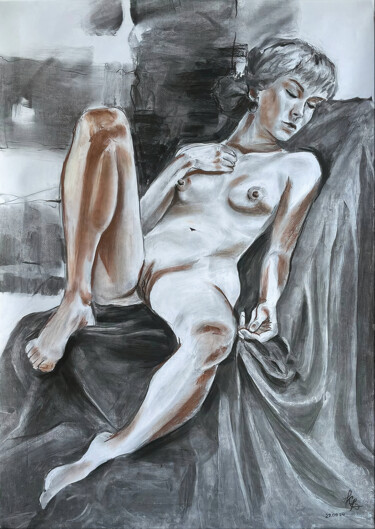 Tekening getiteld "Sketch 2" door Daria Kovalova, Origineel Kunstwerk, Houtskool