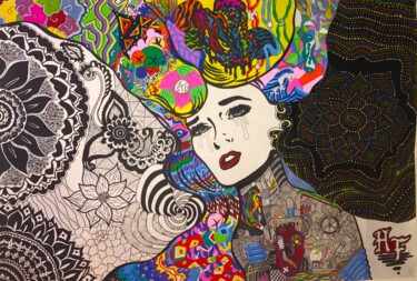 Peinture intitulée "Her (Première versi…" par Craftz, Œuvre d'art originale, Acrylique