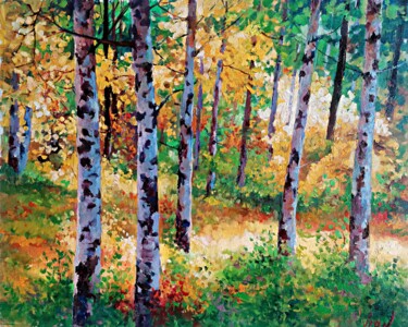 Картина под названием "Golden Forest" - Ion Vasile, Подлинное произведение искусства, Масло