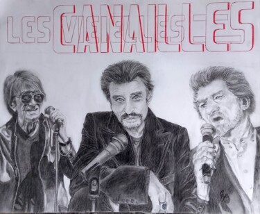 Dessin intitulée "Les Vielles Canaill…" par Gerard Dessertine, Œuvre d'art originale, Crayon