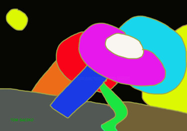 Pintura titulada "A flying sombrero" por Tomasz Saczko, Obra de arte original, Trabajo Digital 2D