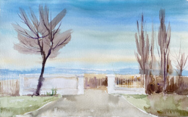 Schilderij getiteld "The road to the sea" door Katerina Morozova, Origineel Kunstwerk, Aquarel
