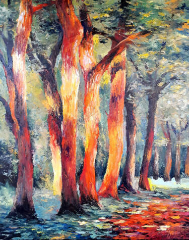 Картина под названием "Sunshine and trees" - Vladislav Dmitrijev, Подлинное произведение искусства, Масло