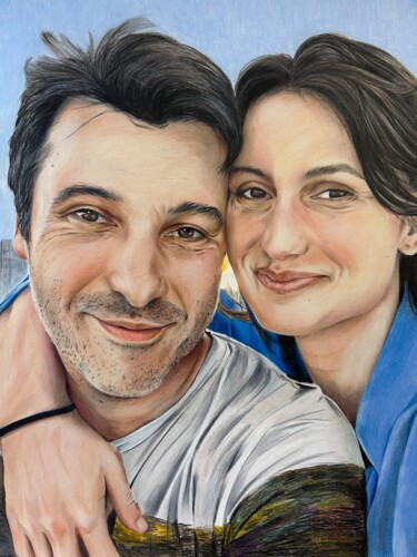 Peinture intitulée "Portrait" par Maria Milanova, Œuvre d'art originale, Crayon Monté sur Châssis en bois
