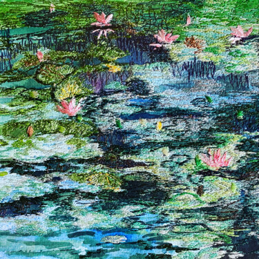 绘画 标题为“Water lily pond” 由Ann Dunbar, 原创艺术品, 水彩 安装在纸板上