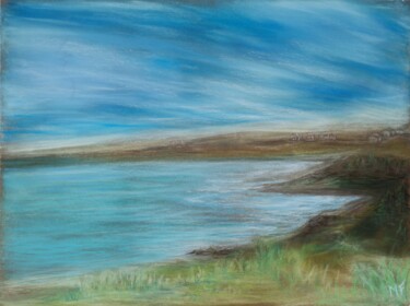 Painting titled "étang de savoyard,…" by Myriam Fauglas, Original Artwork, Pastel